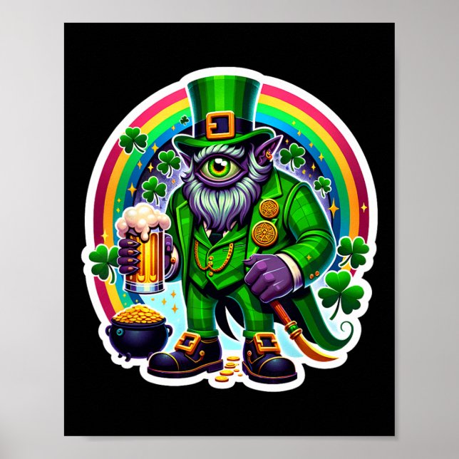 St Patricks Day Bylor Av Onda Ögat Irländsk Demon Poster (Framsidan)