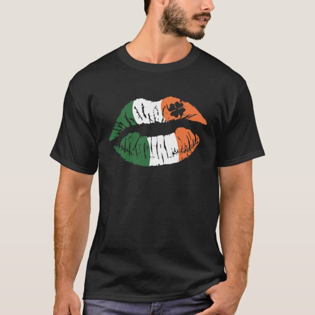 st patricks day c läppar muntorrhet Irland och fla T Shirt (Framsida)