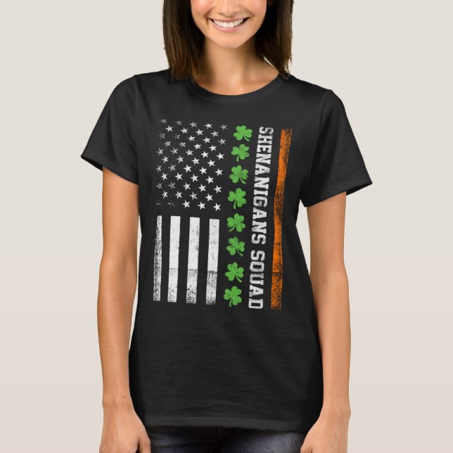 St patrick's day C Löv Shenanigans Squad US Flagga T Shirt (Framsida)
