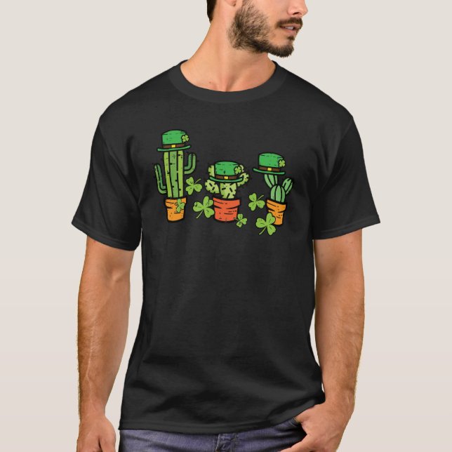 St Patricks Day Cactus Saint Paddys Pattys Men Wom T Shirt (Framsida)