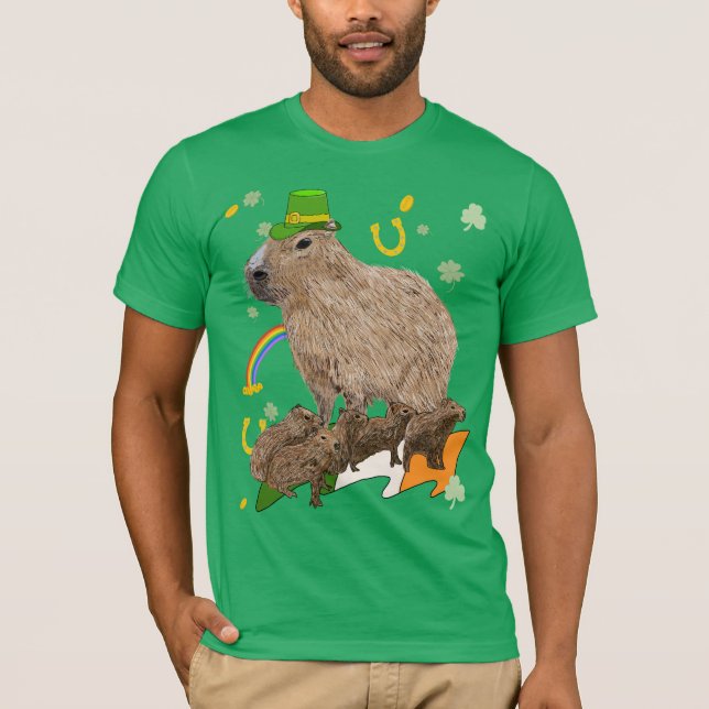 St patricks day Capybara Irish T Shirt (Framsida)