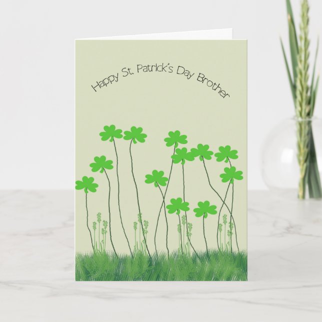 St. Patrick's Day Card for Brother with Shamrocks Kort (Framsida)