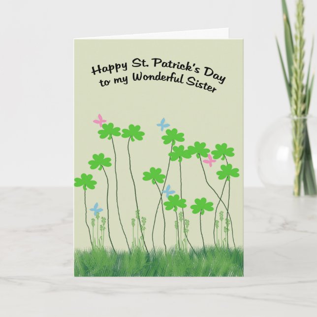 St. Patrick's Day Card for Sister with Shamrocks Kort (Framsida)