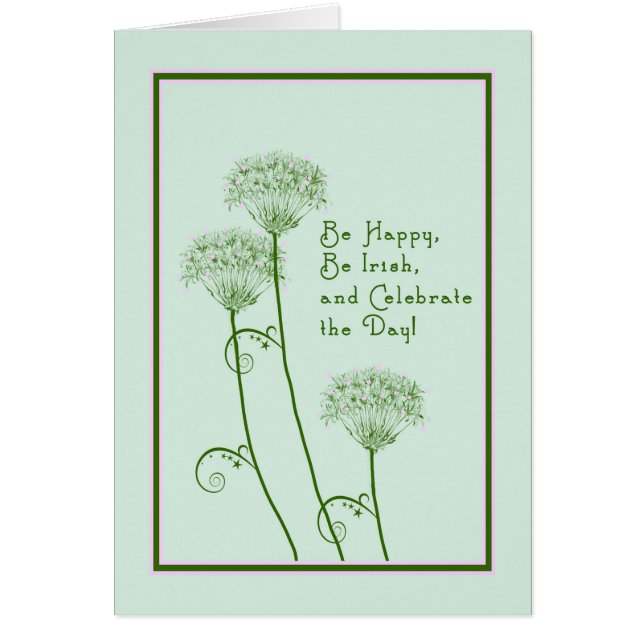 St. Patrick's Day Card i Grönt med Flowers Hälsningskort (Framsidan)