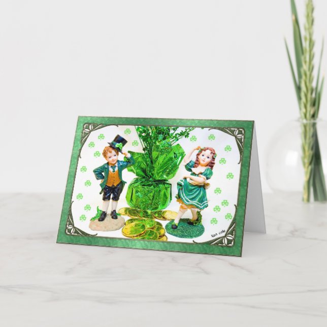 St. Patrick's Day Card med små figurer Kort (Framsida)
