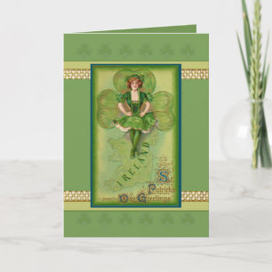 St. Patrick's Day Card vintage bild med flicka Kort