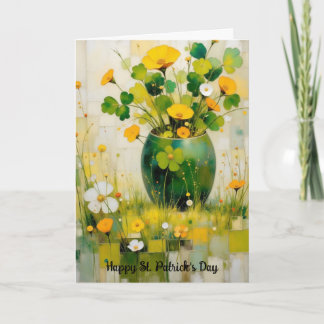 St. Patrick's Day Card with Green Vase Kort