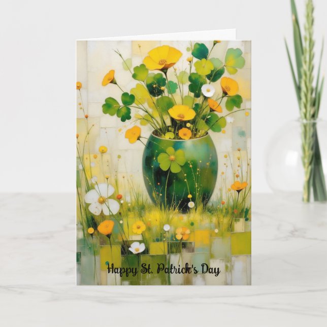 St. Patrick's Day Card with Green Vase Kort (Framsida)