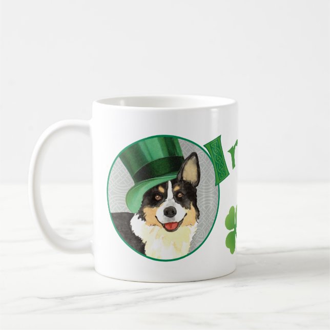 St. Patrick's Day Cardigan Welsh Corgi Kaffemugg (Vänster)
