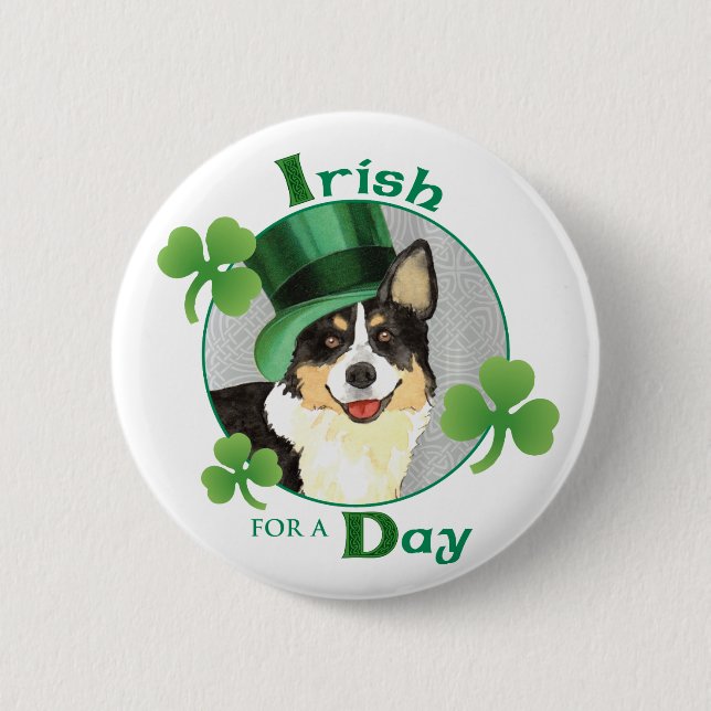 St. Patrick's Day Cardigan Welsh Corgi Knapp (Framsida)