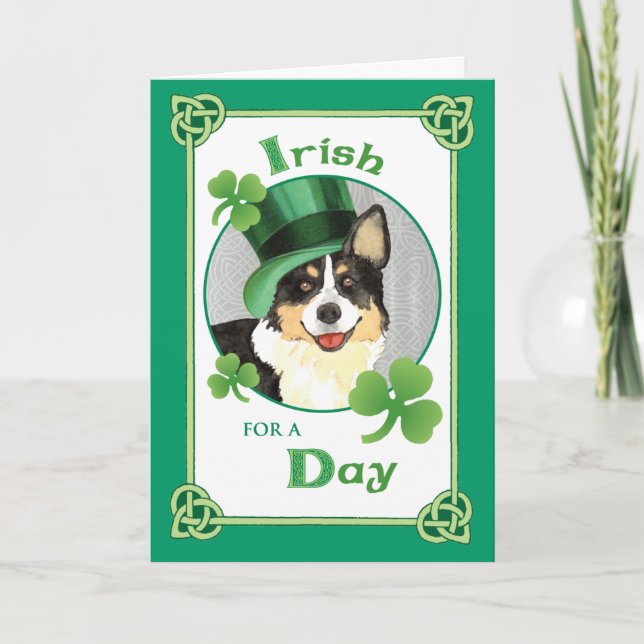 St. Patrick's Day Cardigan Welsh Corgi Kort (Framsida)