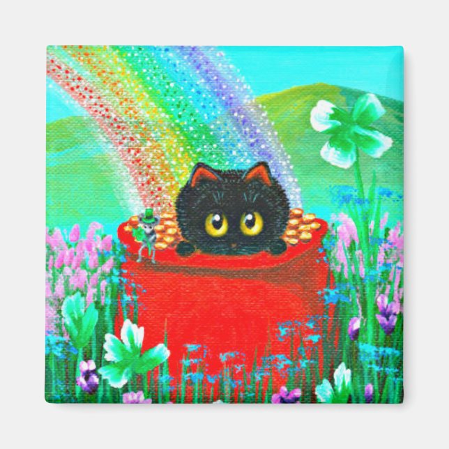 St. Patrick's Day Cat Creationarts Magnet (Framsidan)