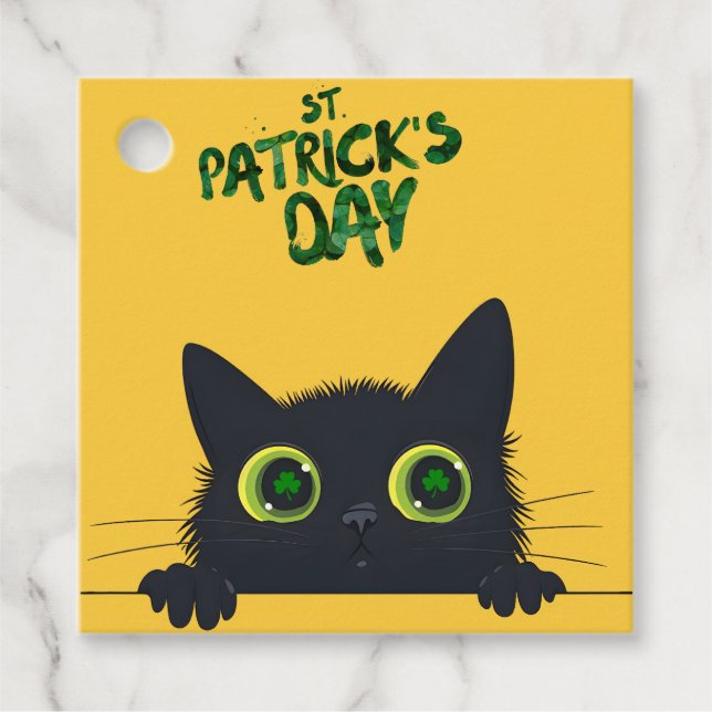 St. Patrick's Day Cat Funny Gåvor Etiketter (Framsida)