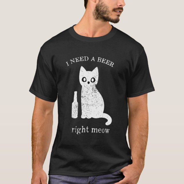 St. Patricks Day Cat I BEER Höger Meow T Shirt (Framsida)