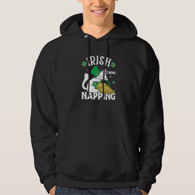 St. Patricks Day Cat i was napping Premium Hoodie (Framsida)
