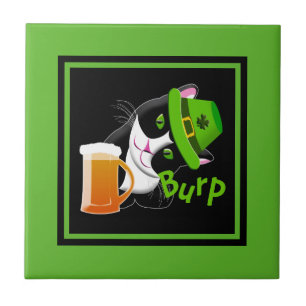 St. Patrick's Day Cat Kakelplatta