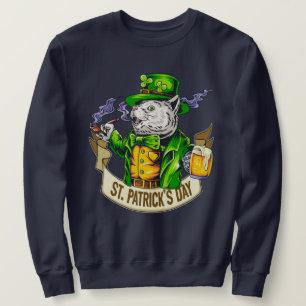 St. Patrick's Day Cat Lång Ärmad Tröja