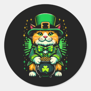 St patrick's day Cat Leprechaun Cat Irish Shamrock Runt Klistermärke