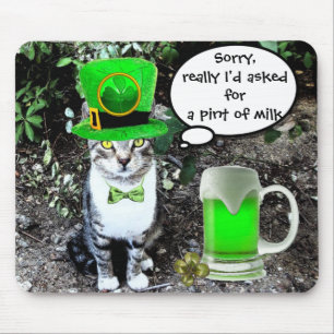 ST PATRICK'S DAY CAT MED GRÖNT IRISH BEER MUSMATTA