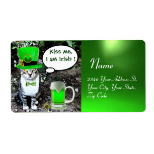 ST PATRICK'S DAY CAT MED GRÖNT IRISH-ÖL FRAKTSEDEL