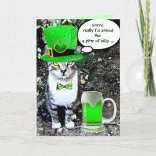 ST PATRICK'S DAY CAT MED GRÖNT IRISH-ÖL KORT