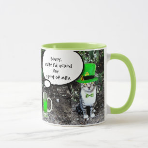 ST PATRICK'S DAY CAT MED GRÖNT IRISH-ÖL MUGG