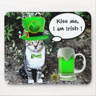 ST PATRICK'S DAY CAT MED GRÖNT IRISH-ÖL MUSMATTA