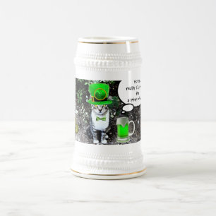 ST PATRICK'S DAY CAT MED GRÖNT IRISH-ÖL SEJDEL