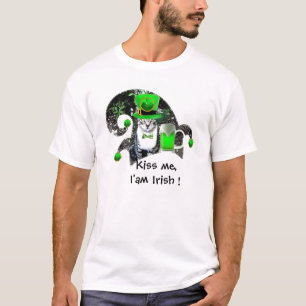 ST PATRICK'S DAY CAT MED GRÖNT IRSH ÖR,ELF HAT T-SHIRT