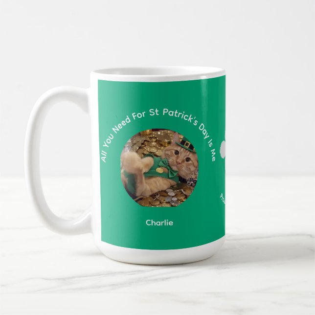 St Patrick's Day Cat Photo Specialty Mug Kaffemugg (Vänster)