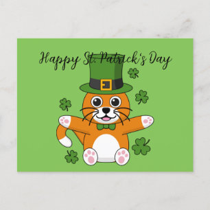 St patrick's day Cat Shamrocks Tecknad Lägg till Helg Vykort