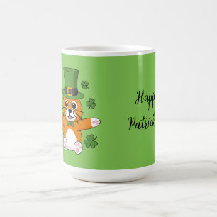 St patrick's day Cat Shamrocks Tecknad Lägg till Kaffemugg