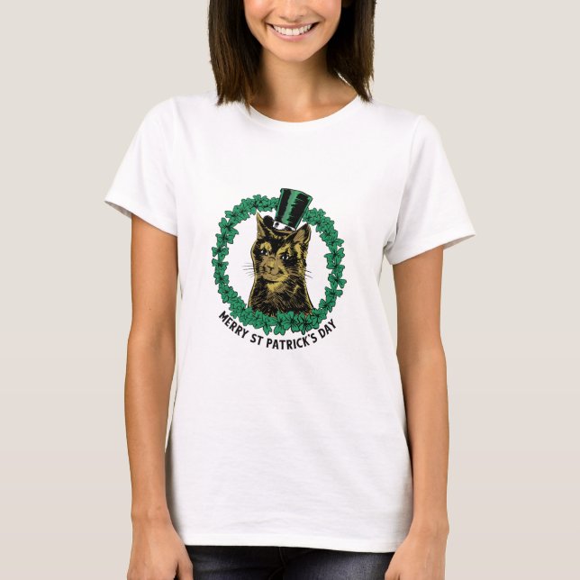 St. Patrick's Day Cat T Shirt (Framsida)