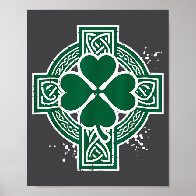 St Patricks Day Celtic Knut Klöver Kors Irländska  Poster (Framsidan)