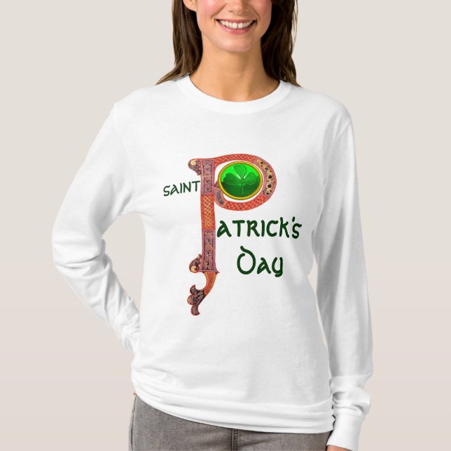 ST PATRICK'S DAY CELTIC P MONOGRAM MED SHAMROCK TEE SHIRT (Framsida)