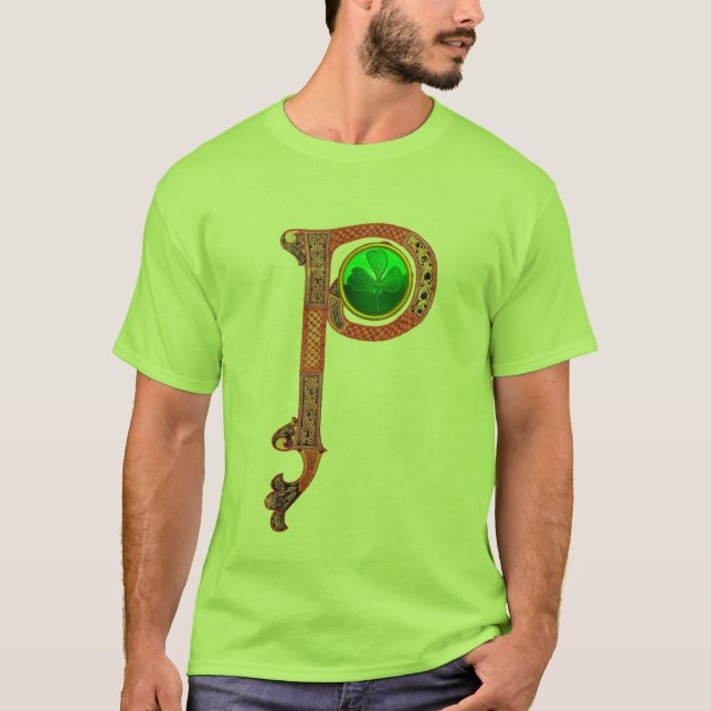 ST PATRICK'S DAY CELTIC P MONOGRAM MED SHAMROCK TRÖJA (Framsida)