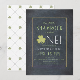 St. Patrick's Day Chalkboard Grönt 1:a födelsedage Inbjudningar