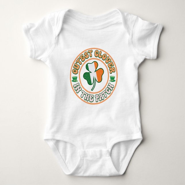 St. Patrick's Day Charm Cutest Klöver i Patch T Shirt (Framsida)