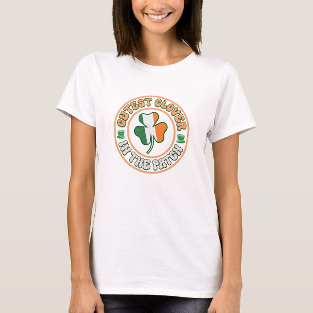 St. Patrick's Day Charm Cutest Klöver i Patch T Shirt (Framsida)