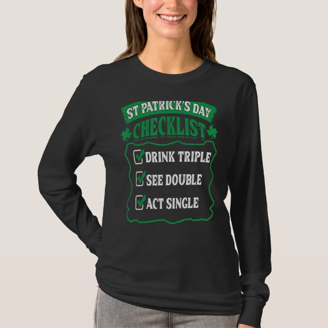 St patricks day Checklist Drink Triple Se Dubbla T Shirt (Framsida)