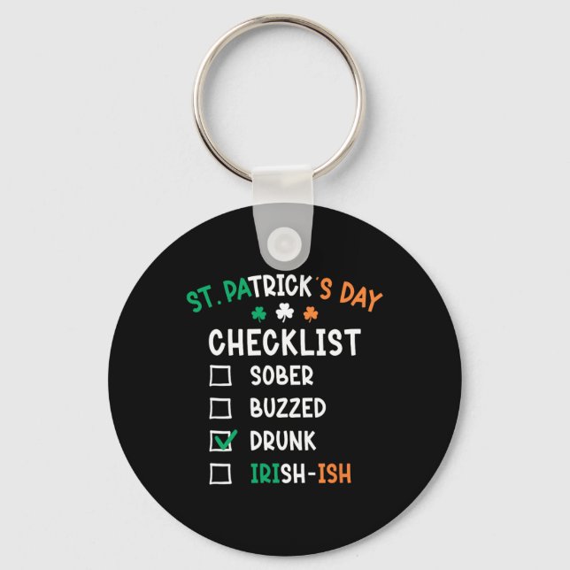 St Patricks Day Checklista Berusad  Nyckelring (Framsida)