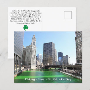 St. Patrick's Day Chicago's Grönt River Roligt Fac Vykort
