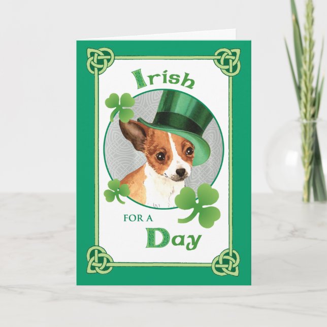St. Patrick's Day Chihuahua Kort (Framsida)