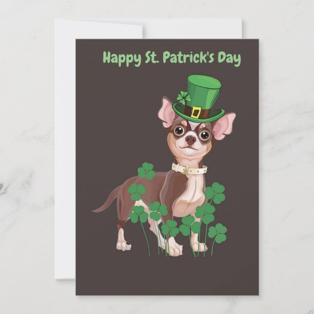 St. Patrick's Day Chihuahua puppy platt kort (Framsida)