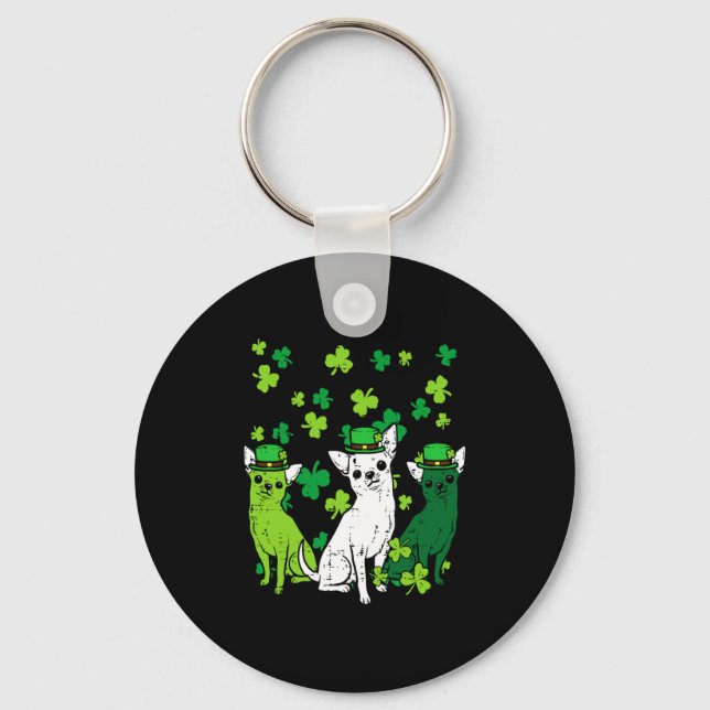 St Patricks Day Chihuahuas Hund Saint Paddys Män K Nyckelring (Framsida)