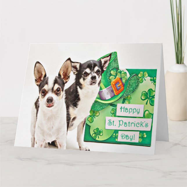 St. Patrick's Day Chihuahua's Kort (Framsida)