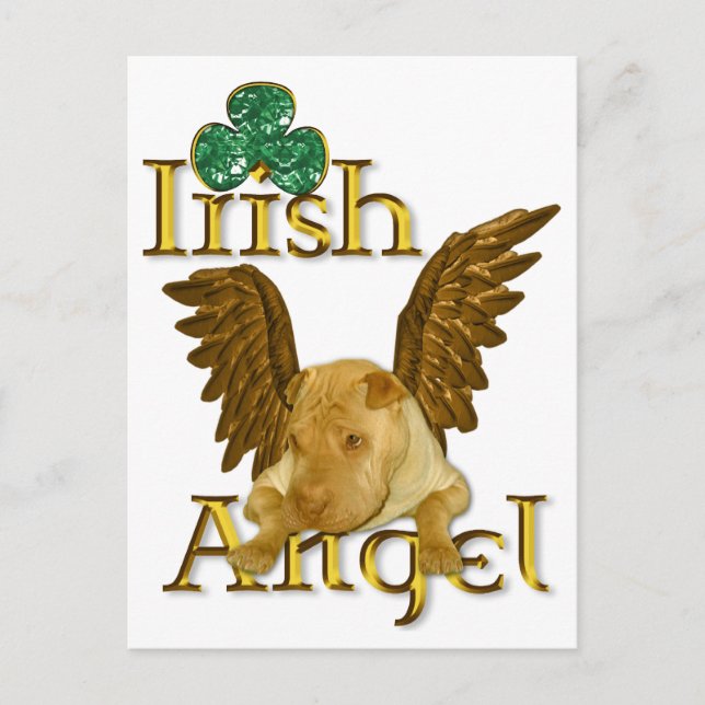 St. Patrick's Day Chinese Shar Pei Hund Irish Ange Vykort (Framsida)