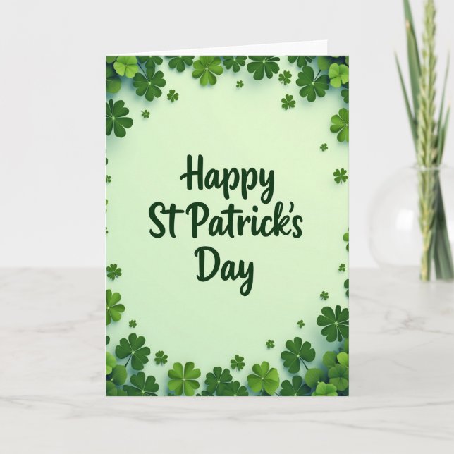 St Patricks Day Clover Card Kort (Framsida)