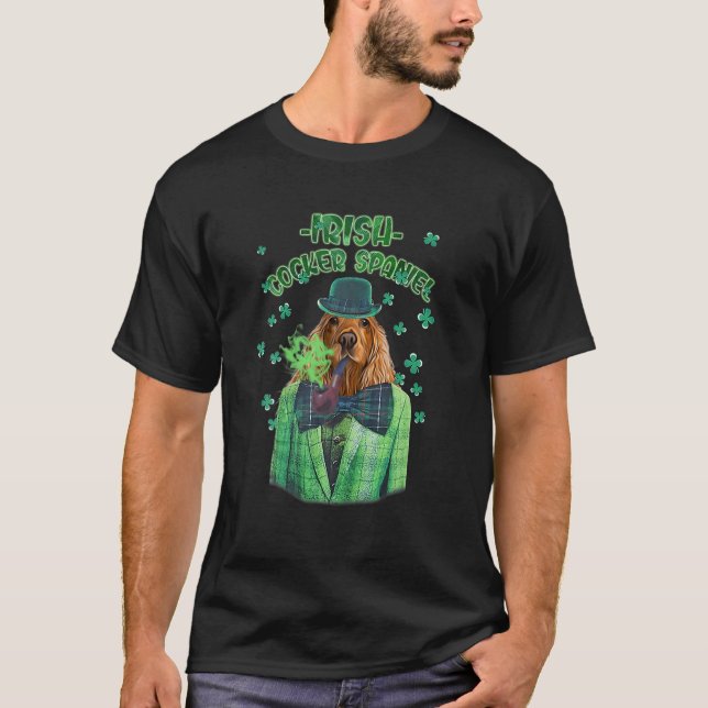 St. Patrick's Day Cocker Spain Hund Shamrock Clov T Shirt (Framsida)