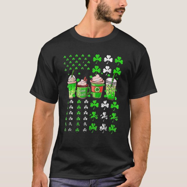 St patrick's day Coffee Älskare Lucky Latte Irish  T Shirt (Framsida)